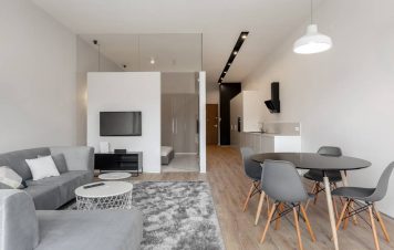 Small,And,Stylish,Designed,Open,Plan,Apartment,With,Kitchen,,Living